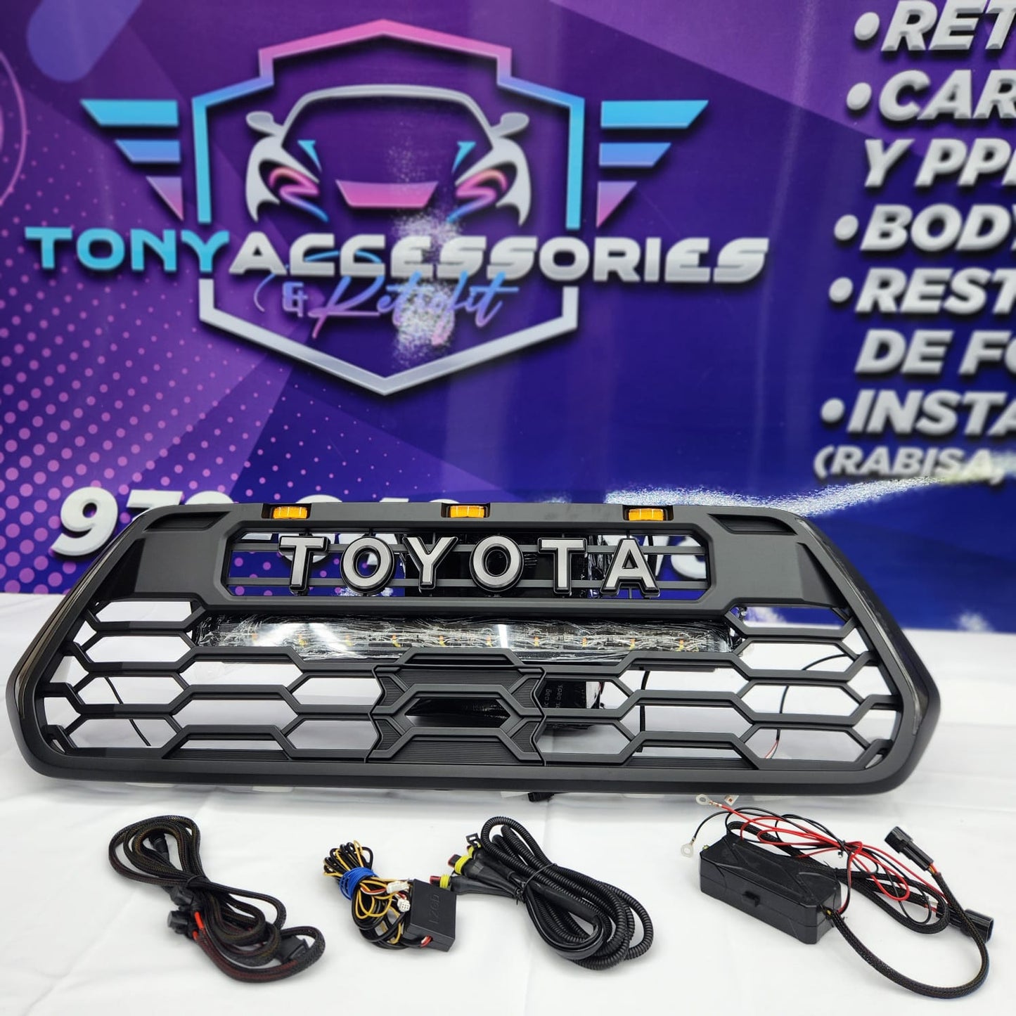 Tacoma 2016-2023 TRD pro style grille w/LED bar & lights