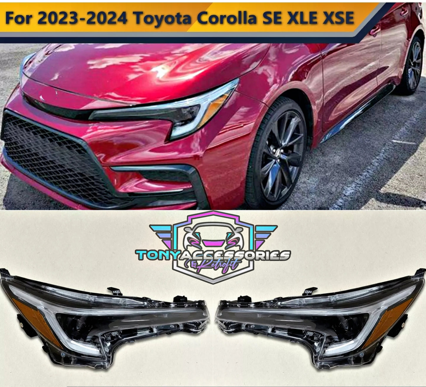 Toyota Corolla 2023+ XSE/SE style headlights