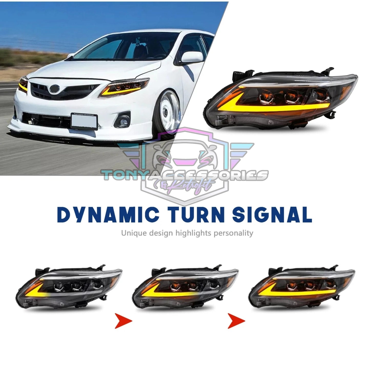 Toyota Corolla 2011-13 LED headlights (Lexus style V2)