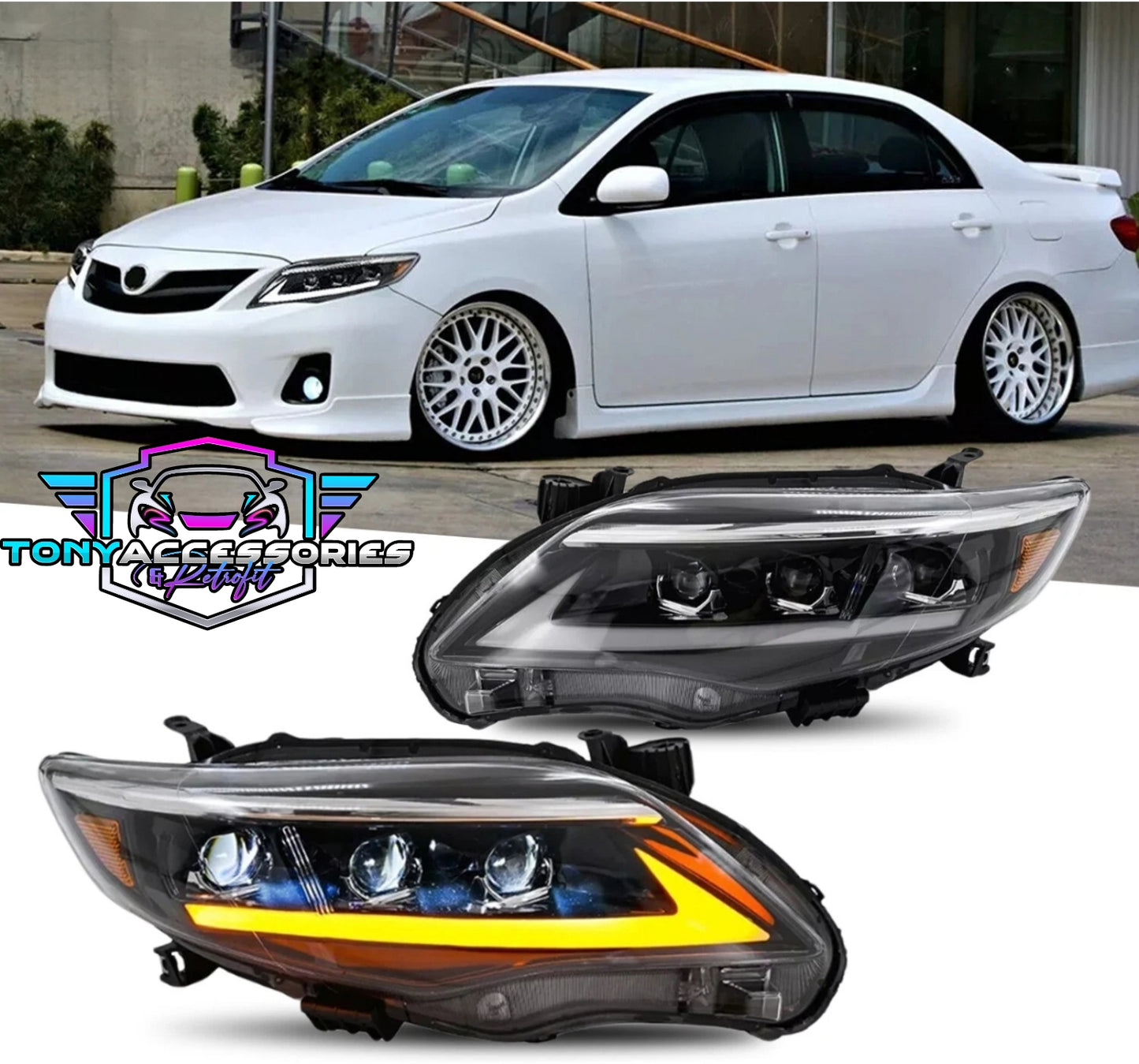 Toyota Corolla 2011-13 LED headlights (Lexus style V2)