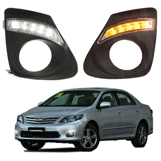 Toyota Corolla 2011-2013 LED DRL fog light cover w/ turn signal