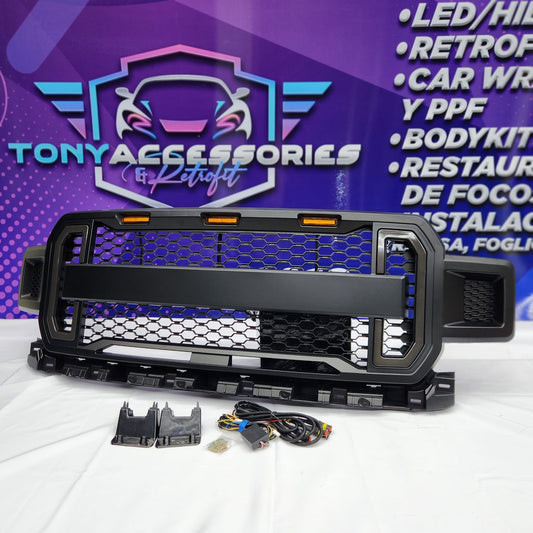 Ford F150 2018-2020 front grille w/lights & LED DRL switchback C-shaped