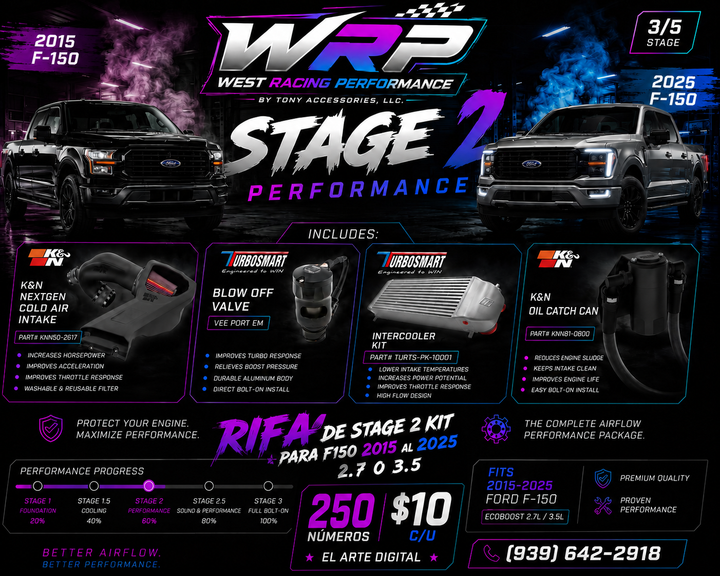 Rifa de kit Stage 2 para F150 2015 al 2026 2.7 o 3.5 Ecoboost/Raptor 3.5 Ecoboost