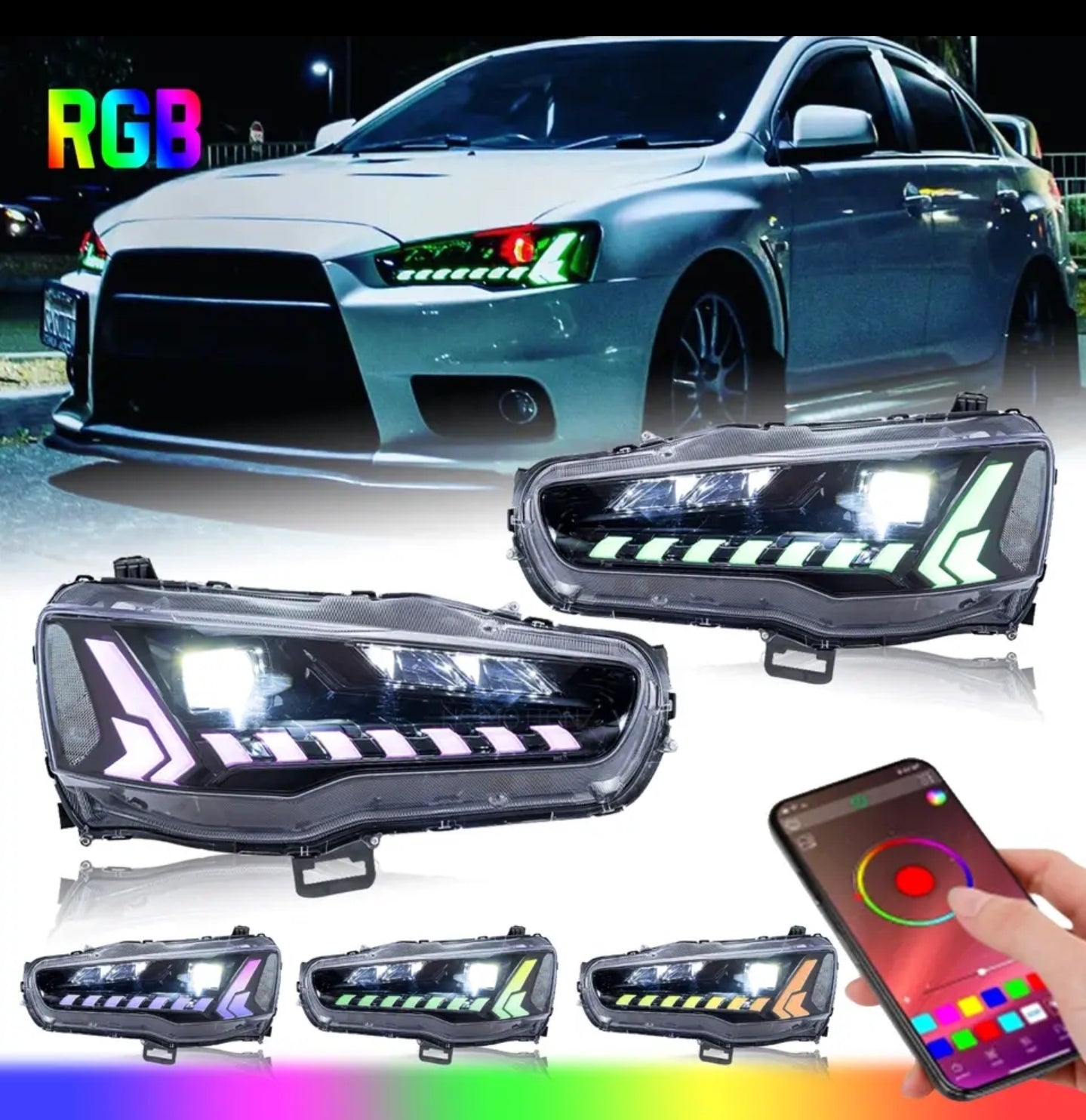 Mitsubishi Lancer/Evo-X/Ralliart 2008-17 headlights (Audi RS5 style)